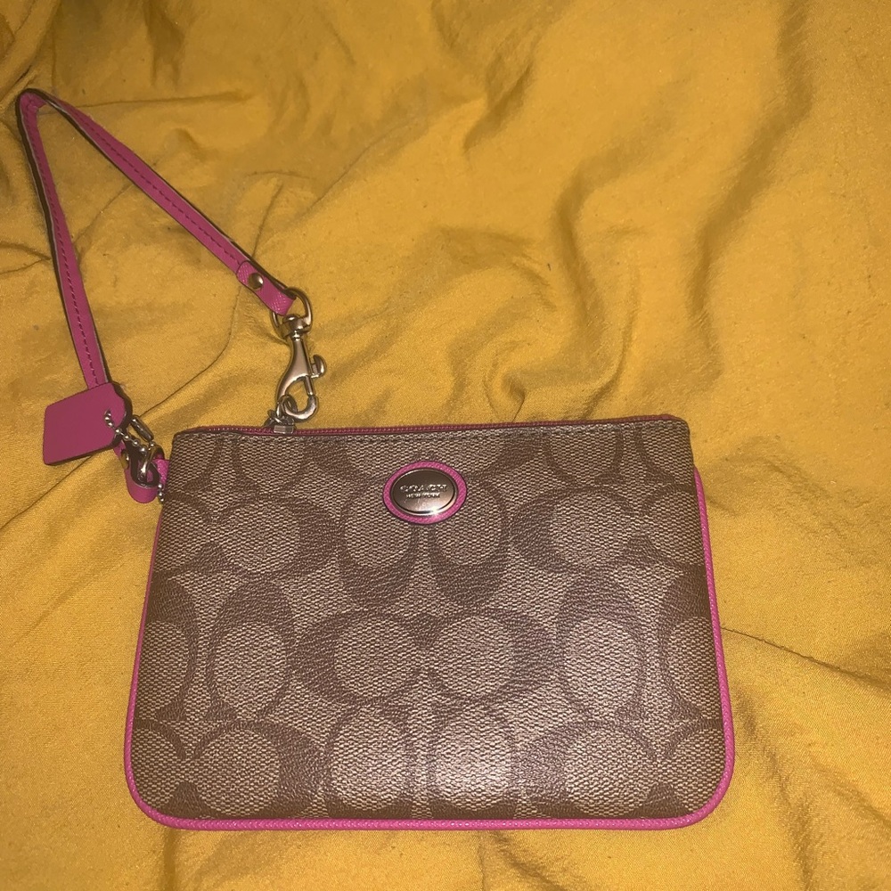 Coach wristlet pink trim